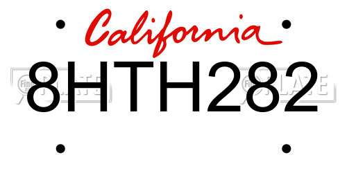 8HTH282 California License Plate