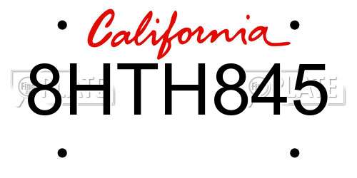8HTH845 California License Plate