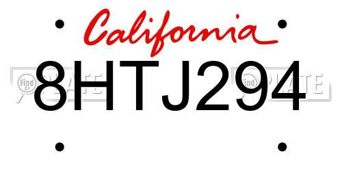 8HTJ294 California License Plate