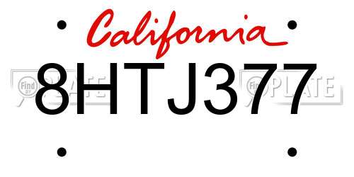 8HTJ377 California License Plate