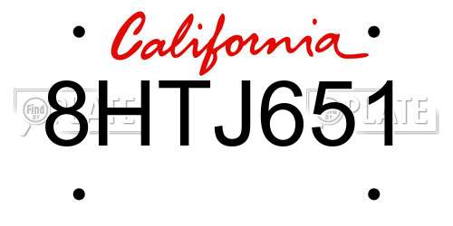 8HTJ651 California License Plate
