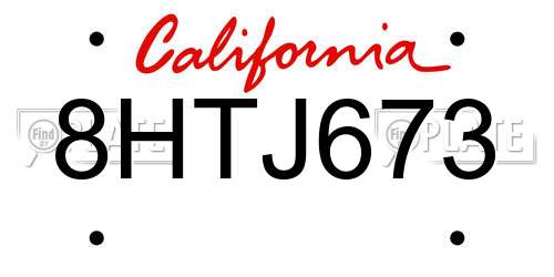 8HTJ673 California License Plate