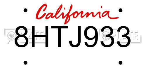 8HTJ933 California License Plate