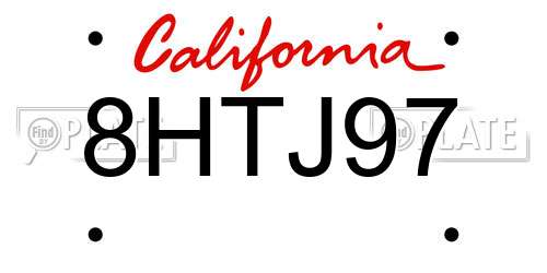 8HTJ97 California License Plate