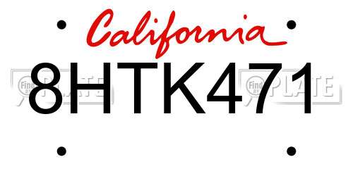 8HTK471 California License Plate