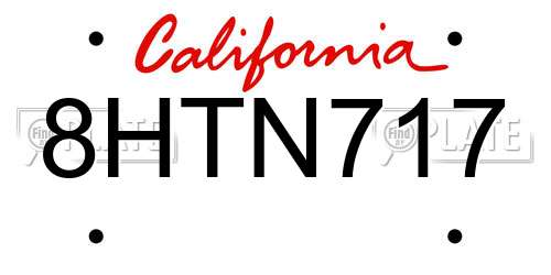 8HTN717 California License Plate