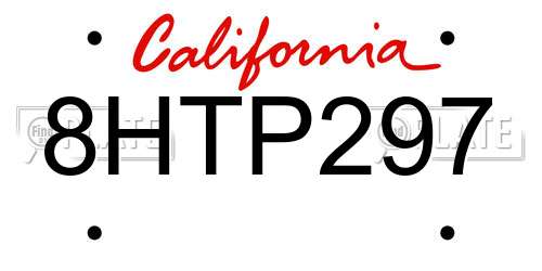 8HTP297 California License Plate