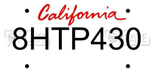 8HTP430 California License Plate