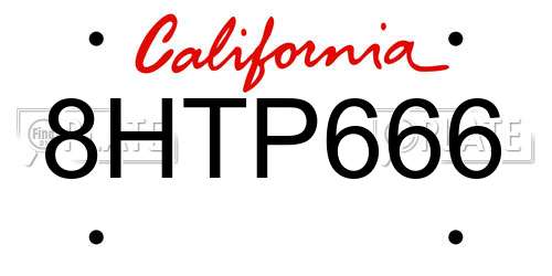 8HTP666 California License Plate