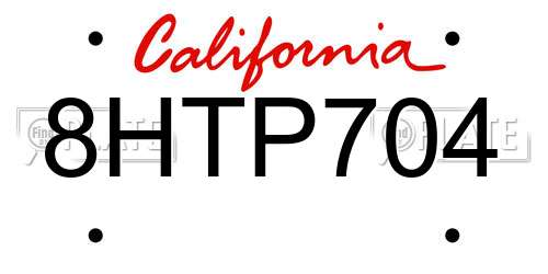 8HTP704 California License Plate