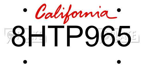8HTP965 California License Plate