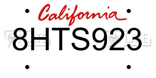 8HTS923 California License Plate