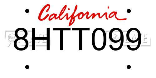 8HTT099 California License Plate