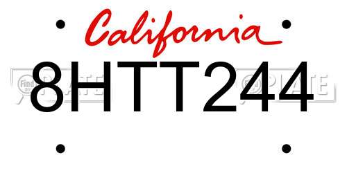 8HTT244 California License Plate