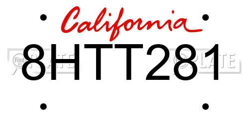 8HTT281 California License Plate