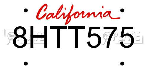 8HTT575 California License Plate
