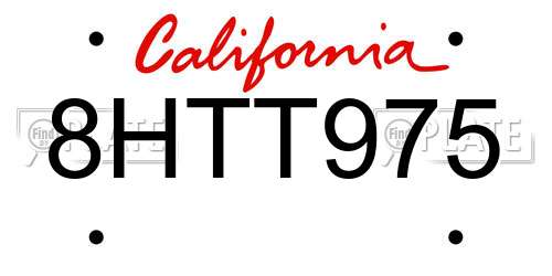 8HTT975 California License Plate