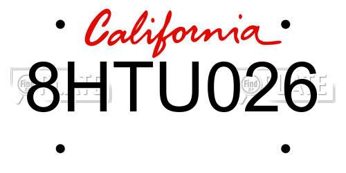 8HTU026 California License Plate