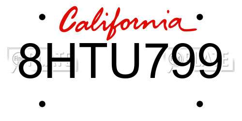 8HTU799 California License Plate