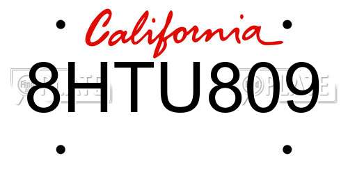 8HTU809 California License Plate