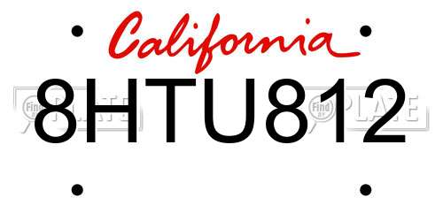 8HTU812 California License Plate