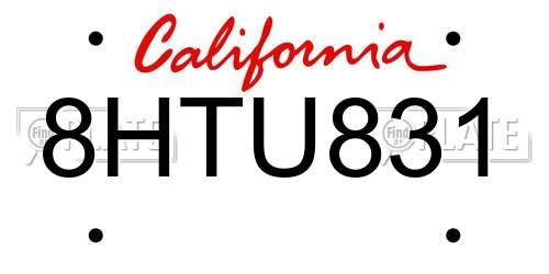 8HTU831 California License Plate