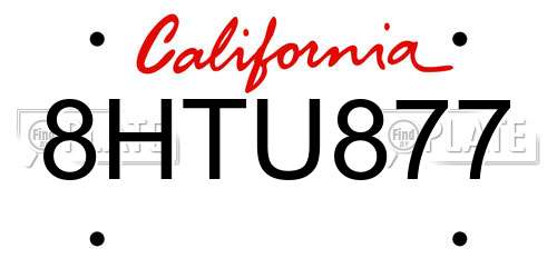 8HTU877 California License Plate