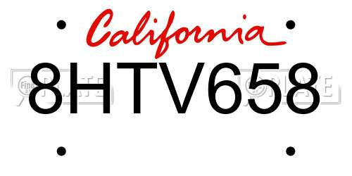 8HTV658 California License Plate
