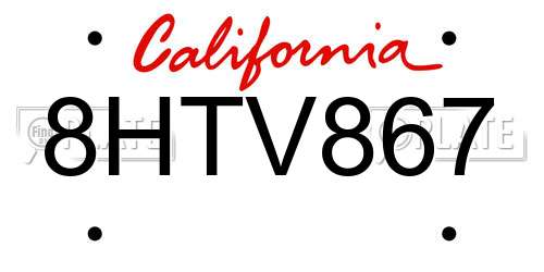 8HTV867 California License Plate