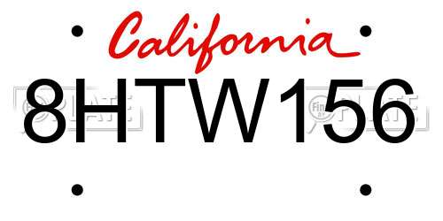 8HTW156 California License Plate
