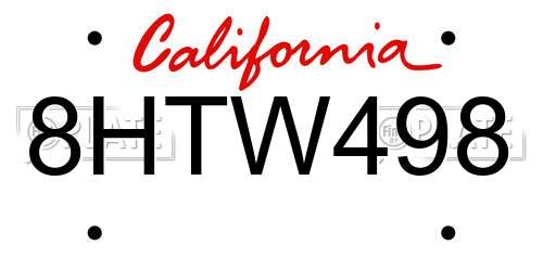 8HTW498 California License Plate