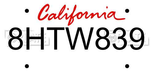 8HTW839 California License Plate