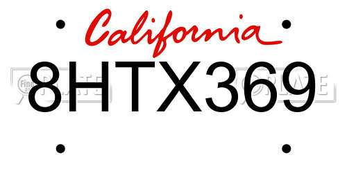 8HTX369 California License Plate