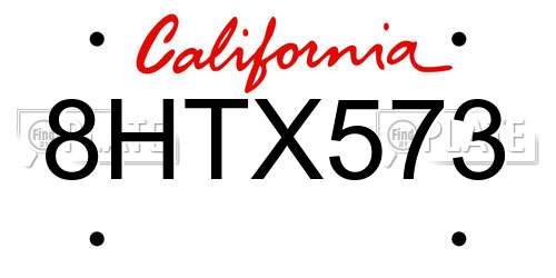 8HTX573 California License Plate