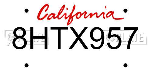 8HTX957 California License Plate