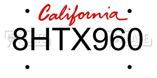8HTX960 California License Plate