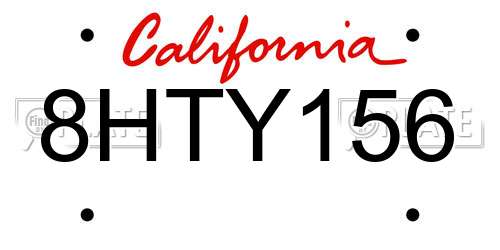8HTY156 California License Plate