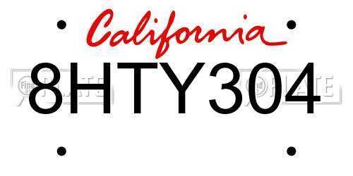 8HTY304 California License Plate