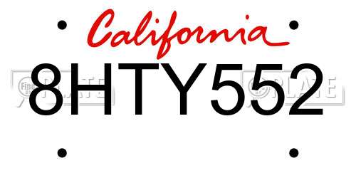 8HTY552 California License Plate