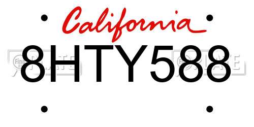 8HTY588 California License Plate