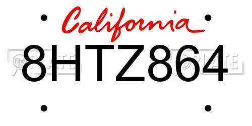 8HTZ864 California License Plate