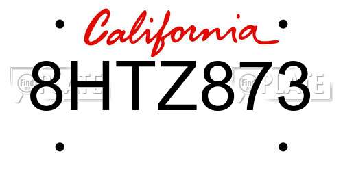 8HTZ873 California License Plate
