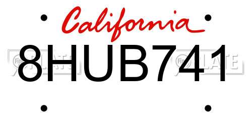 8HUB741 California License Plate