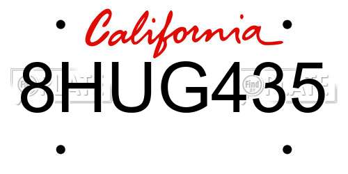 8HUG435 California License Plate
