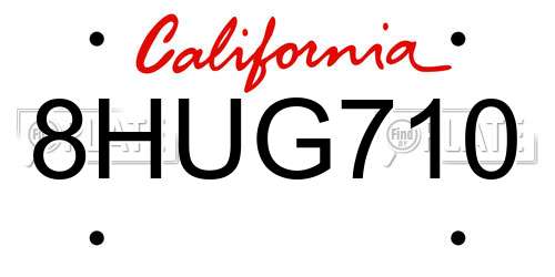 8HUG710 California License Plate