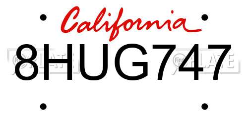 8HUG747 California License Plate