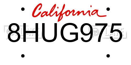 8HUG975 California License Plate