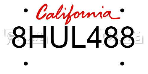 8HUL488 California License Plate