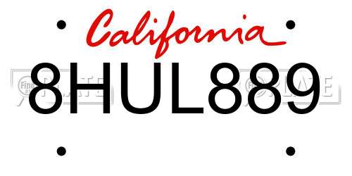 8HUL889 California License Plate