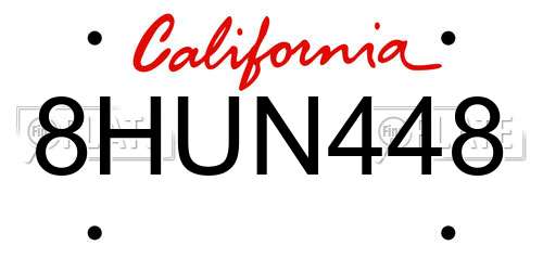 8HUN448 California License Plate